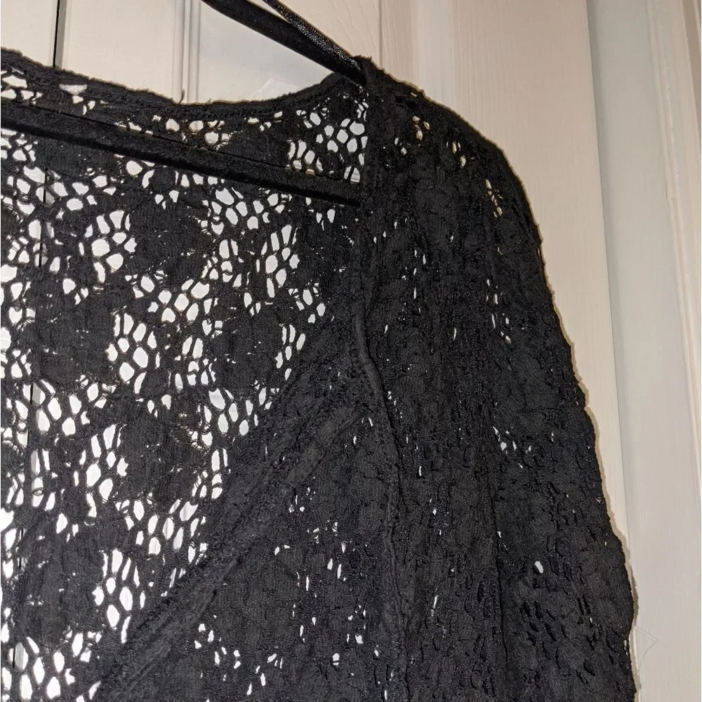 Black lace swim coverup